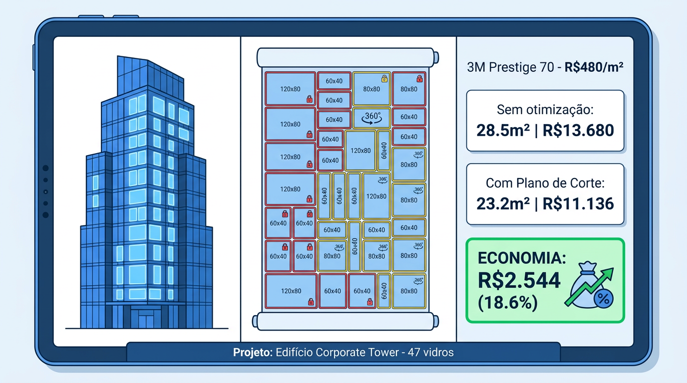 Projeto Corporate Tower com economia em plano de corte