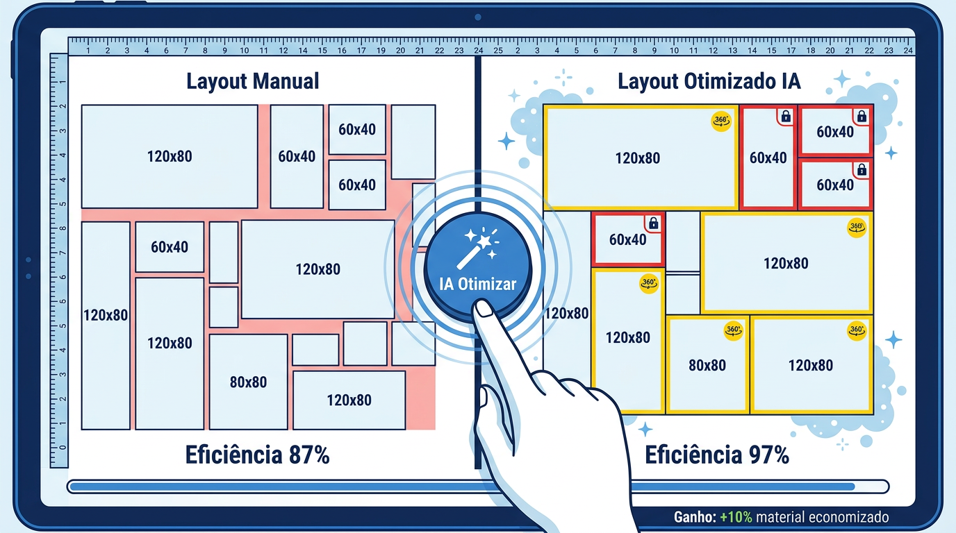 Comparacao entre layout manual e layout otimizado por inteligencia